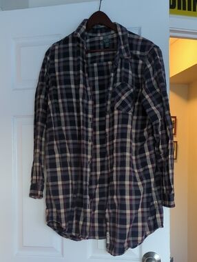 Roots Canada Plaid Flannel Shirt in Navy, Cream & Burgundy